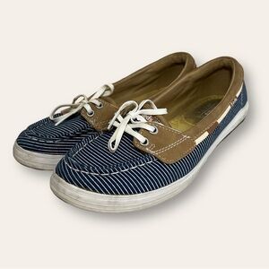 Keds Glimmer Ortholite Pinstripe Canvas Boat Shoes Loafers